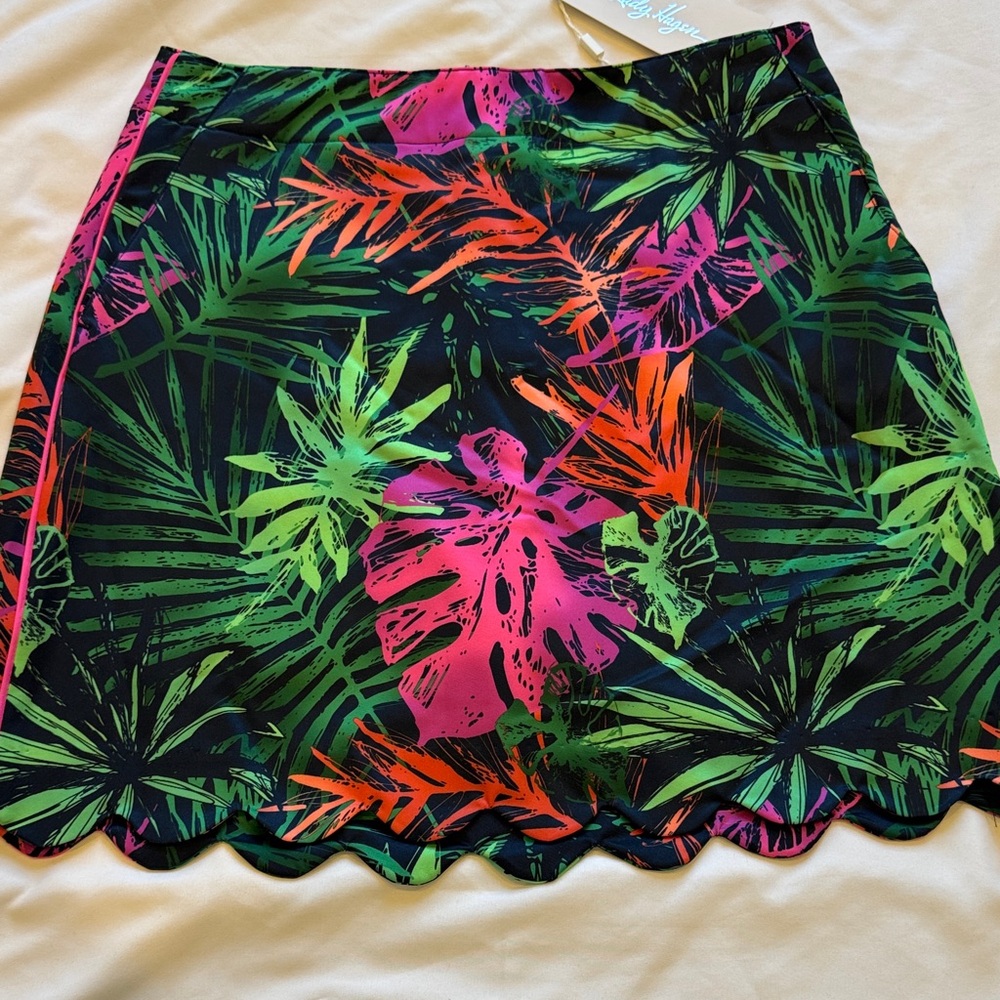 Lady Hagen Black and Green Tropical Mini Skirt